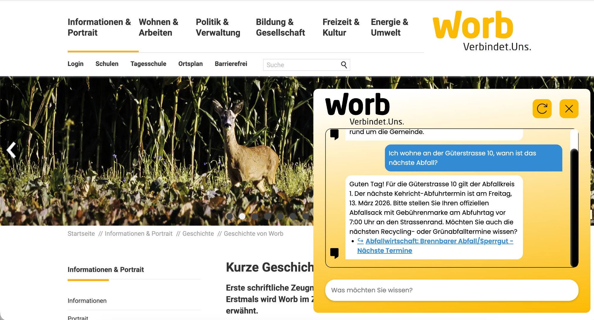 Gemeinde Worb – Bürger-Chatbot